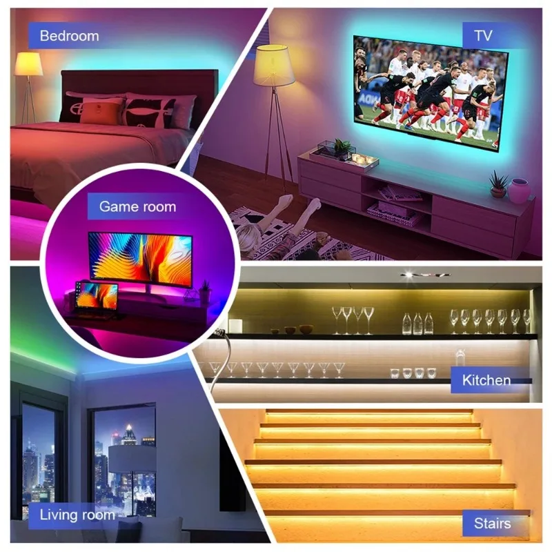 WIFI Ambient Light Strip USB TV Background Light 5V Living Room LED Rainbow Color Changing Ambient Light