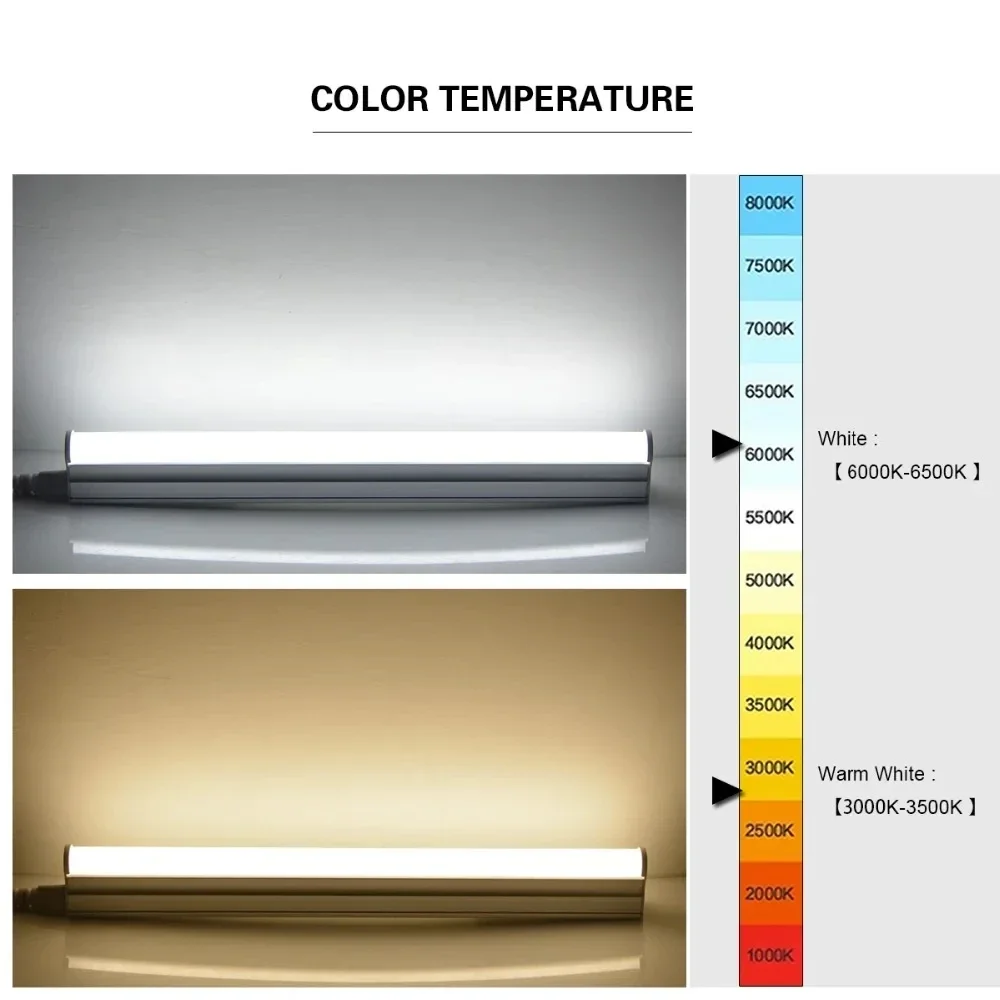 Imagem -05 - Lâmpada Fluorescente t5 t8 Lâmpada Led 30cm 60cm 6w 10w Luz Branca Fria 110v 220v Integração de Lâmpada Led Iluminação de Cozinha