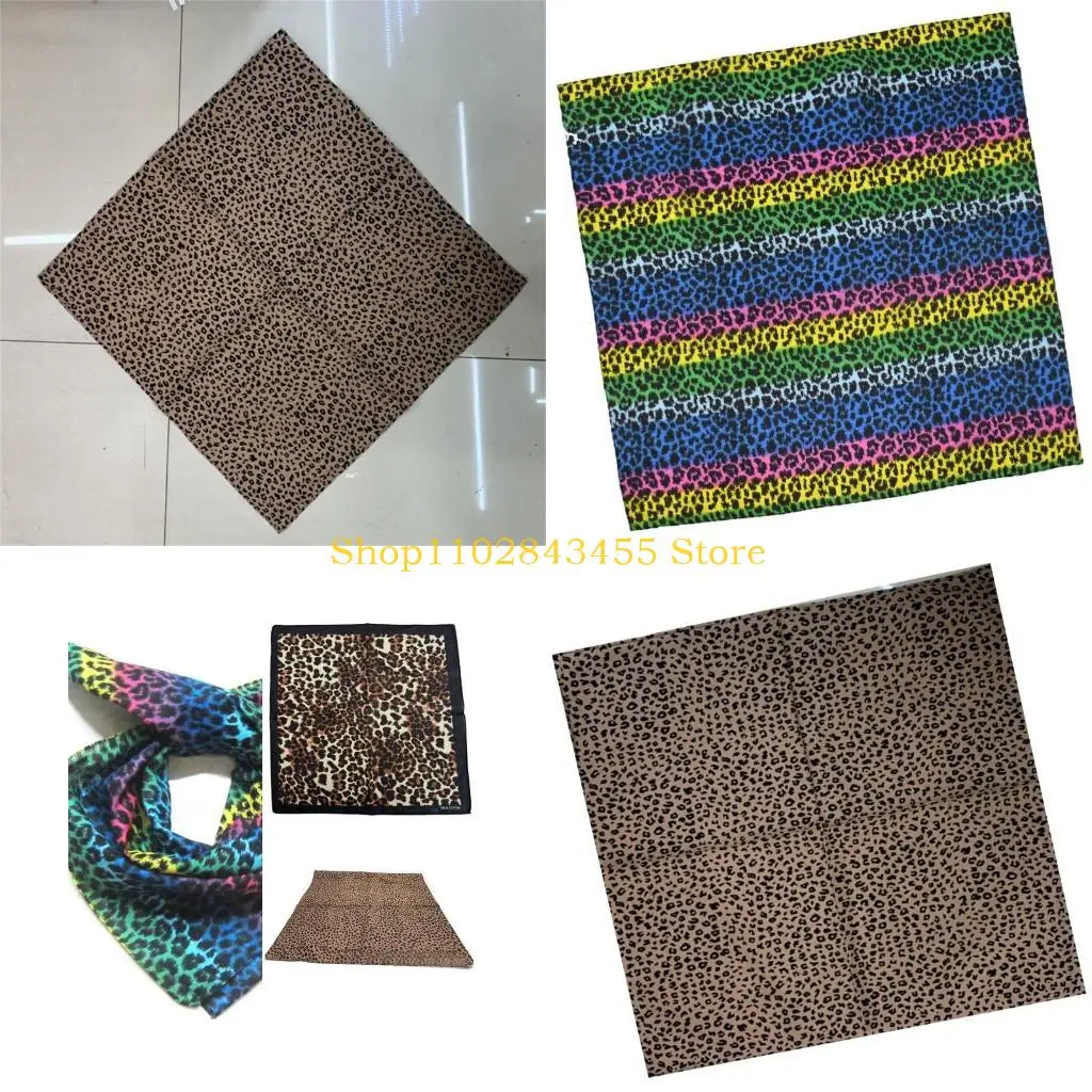 

49MC Hiphop Leopard Bandanas for Adult Unisex Fashion Square Headwrap Motorcycling Headscarf Outdoor Activity Head Accessory