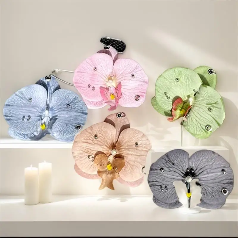 Pretty Phalaenopsis Orchid Keychain; Inventive Faux Flower Pendant; Stylish Carry-on Decoration; Finest Gift Selection.
