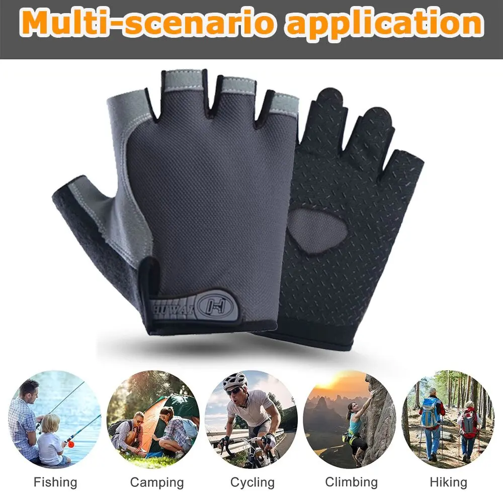 Halbfinger-Fahrradhandschuhe für Männer und Frauen, Rutschfest, Stoßdämpfend, Atmungsaktiv, Sommer-Fahrradhandschuhe, Fingerlose Sport-, Fitness- und Fahrradhandschuhe – Detail 2