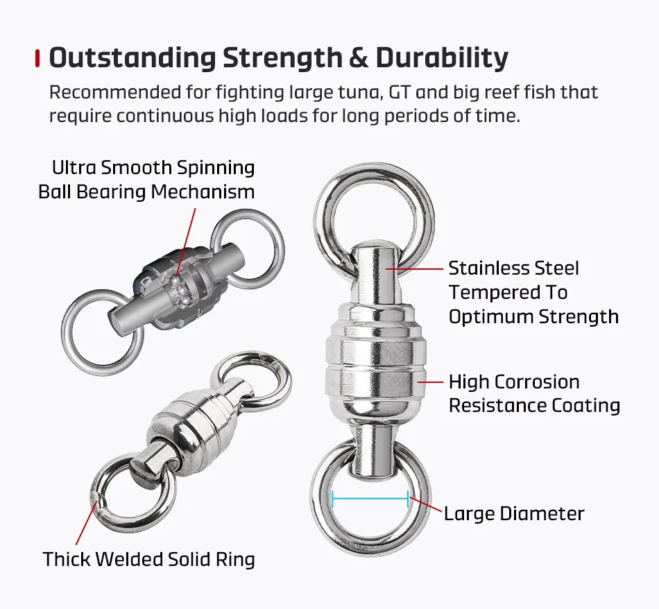 Noeby Max Power BB Wirbel geschweißter massiver Ring hochwertiger Edelstahl zum Gießen von Jigging-Spiel für Tuna GT Fishing Wirbel – Detail 2