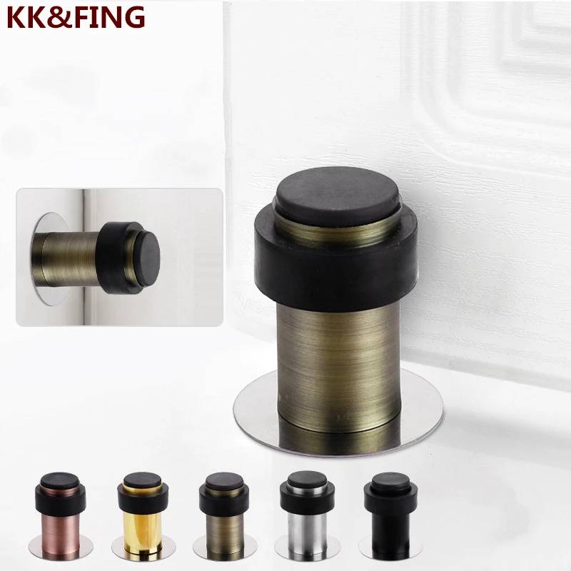 

KK&FING Rubber Anti-collision Door Stop Stainless Steel Round Door Stop Safety Home Door Stop Cylindrical Door Touch Free Punch