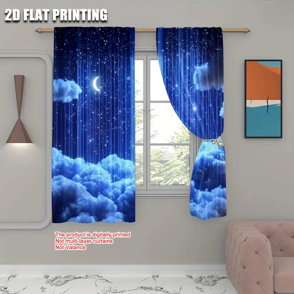 2pc,  Drapes starry sky Durable Polyester,Without Electricity Party Decorations Suitable for Party Decor