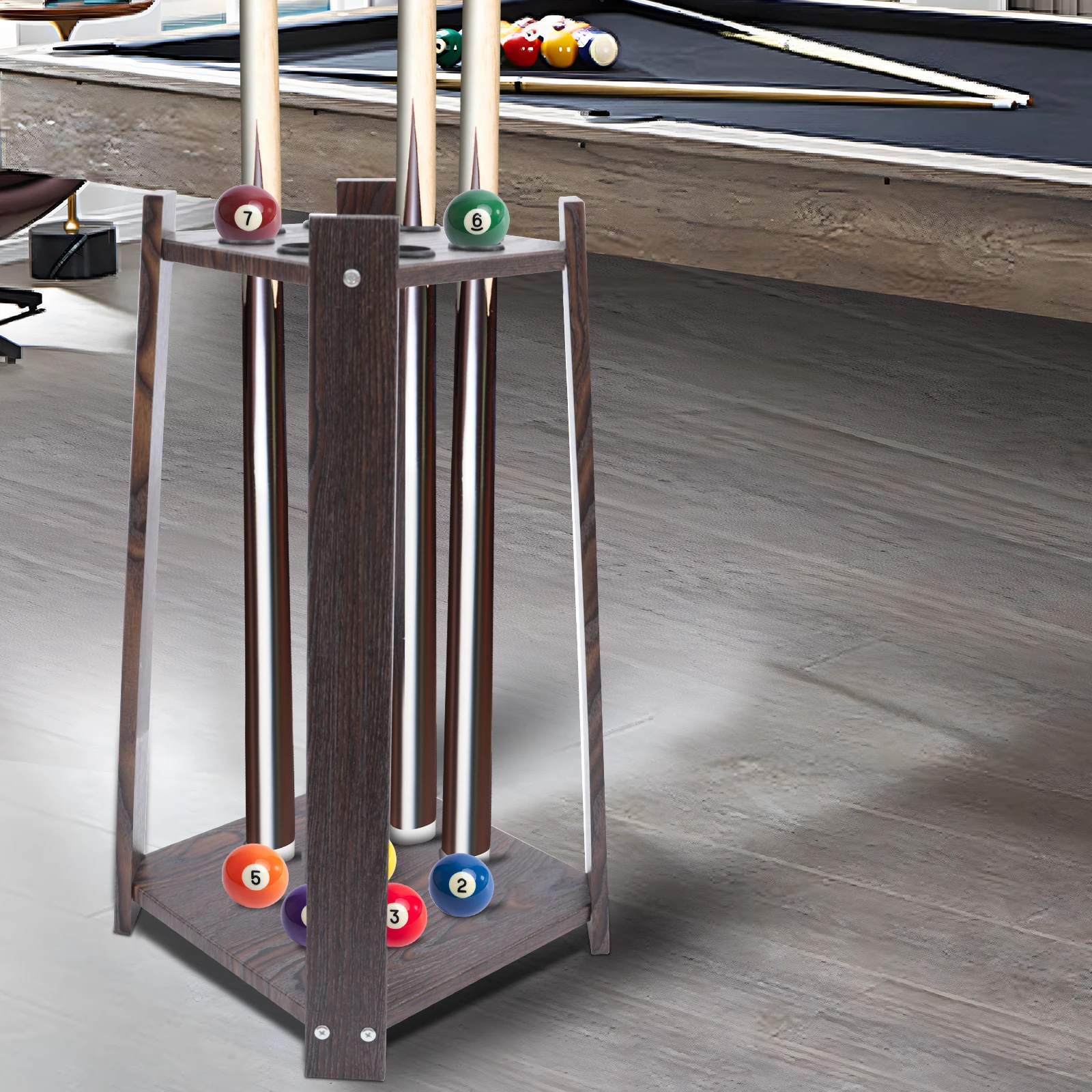 Multifunktionaler Pool-Stick-Ständer, 8-Loch-Billard-Queue-Rack, Holzhalter, Queue-Halter für Angelrute, Golfschläger