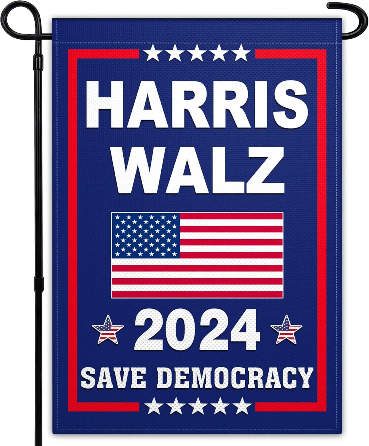 Harris Waltz 2024 Save Democracy Garden Flag 12x18 Inch Kamala Harris for President Yard Flags 3Ply Fabric Double Sided Harris W