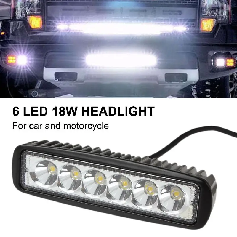 6LED 18W Work Light Car 12V LED Spotlight Work Light Bar 6500K Square For Car Auto Truck Lorry Trailer SUV Mini Spot Fog Lamp