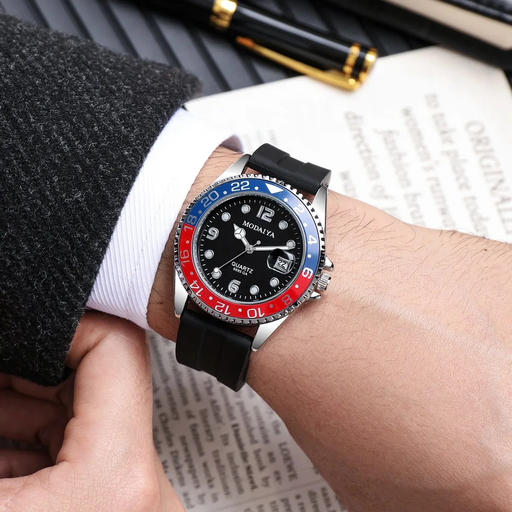 Marca de moda relojes de los hombres Casual relojes de los hombres de los deportes Esfera de acero inoxidable correa de silicona fecha reloj de