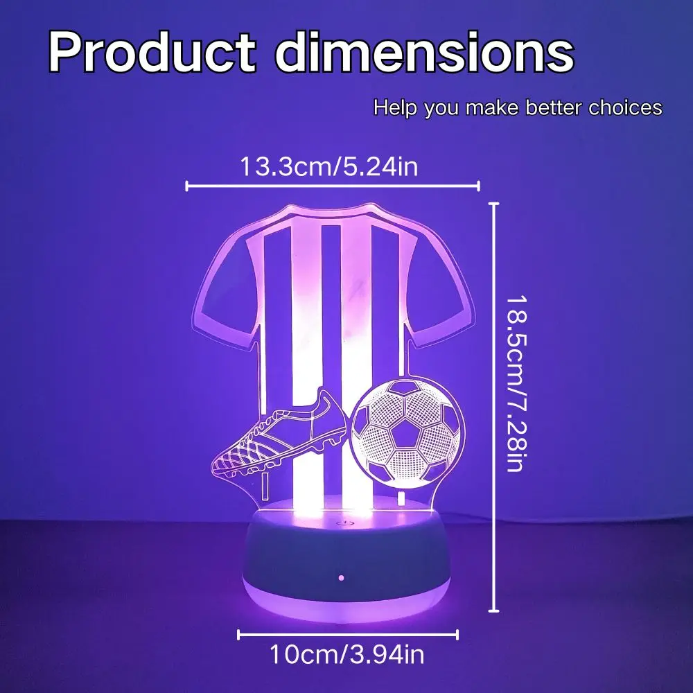 1 szt. Lampka nocna w kształcie piłki nożnej, lampka nocna z iluzją 3D, 7 zmian kolorów, włącznik dotykowy, dekoracja pokoju, świetny prezent