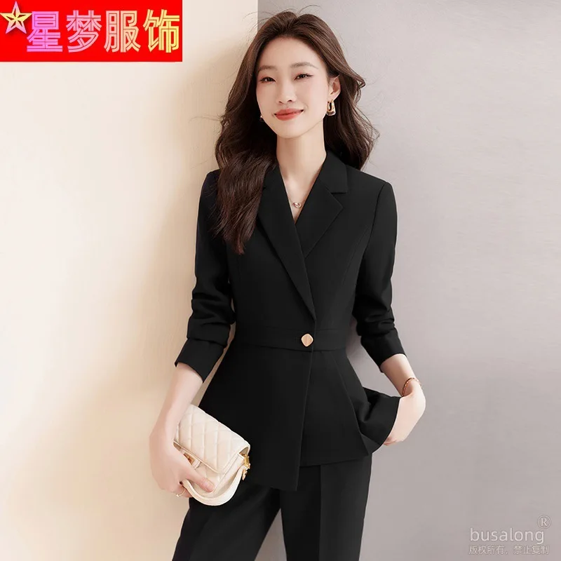 Gray Suit Women\'s Autumn Clothing New High-End Hotel Front Desk Manager Formal Wear Professional Tailored Suit Coat Overalls