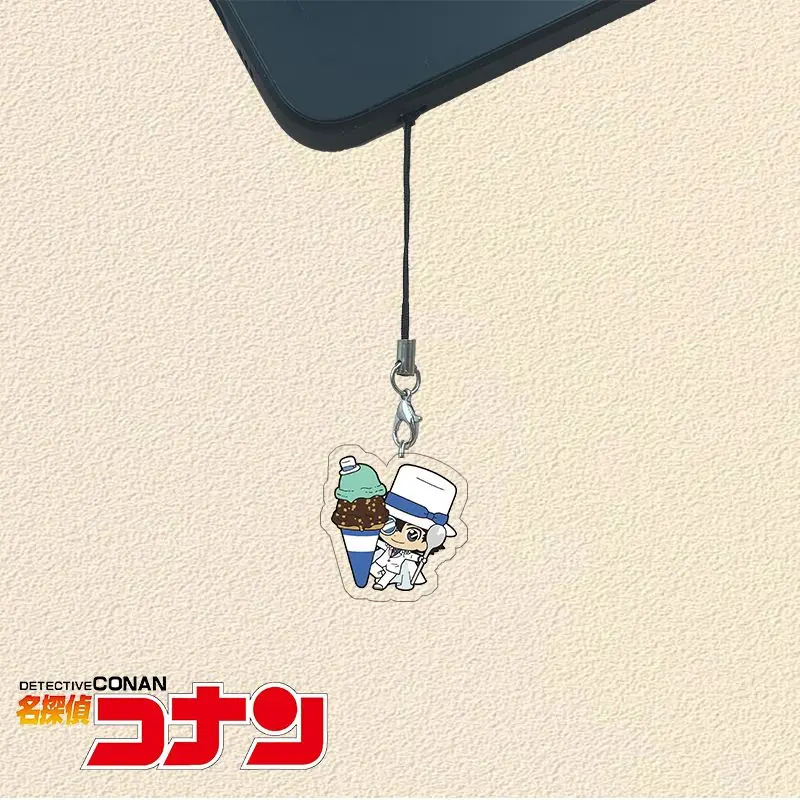 Detective Conan Mobile Phone Lanyard Keychain Man Acrylic Key Chain Women Key Holder Cute Couples Keyring Wedding Porte Clef