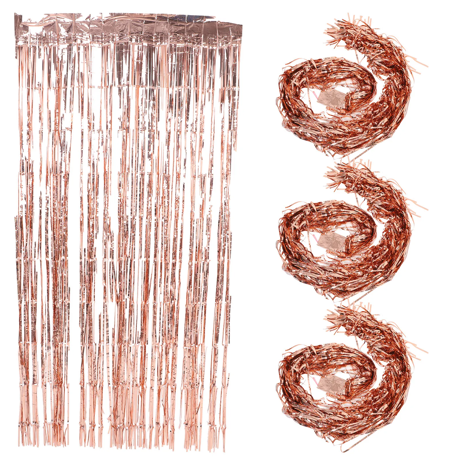 

4 Pcs Party Decoration Curtains Shiny Foil Fringe Backdrop Bright Light Birthday Wedding Streamer Metallic Decor