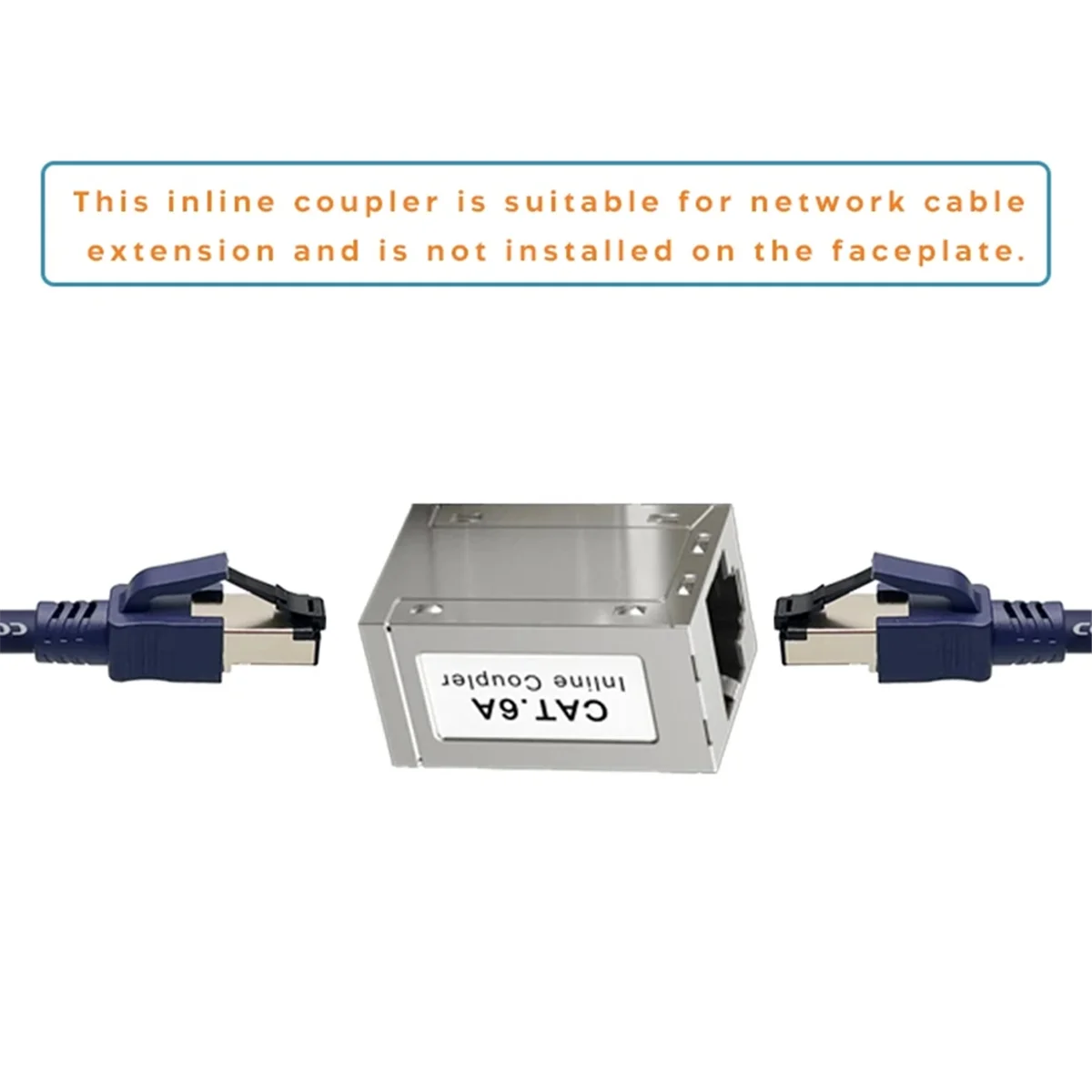 RJ45ตัวเมียตัวเมียตัวเมียเป็น CAT6A หุ้มฉนวนกันความร้อนแบบอินไลน์ตัวขยายอีเทอร์เน็ตอะแดปเตอร์สายเคเบิลอีเทอร์เน็ต