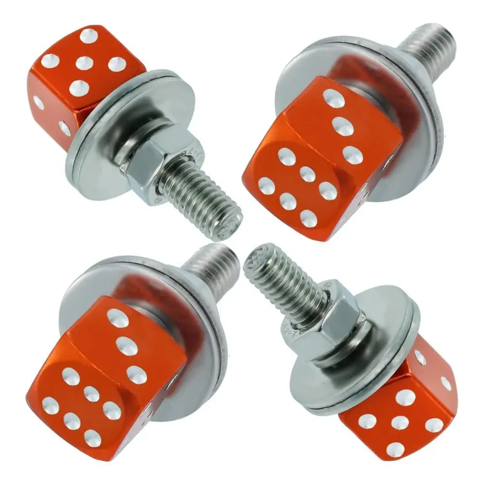4Pcs Dice License Plate Screws Anti Loosening Rust Resistant Plate Holder Bolts Frame Fastener Bolts Vehicle Accessories
