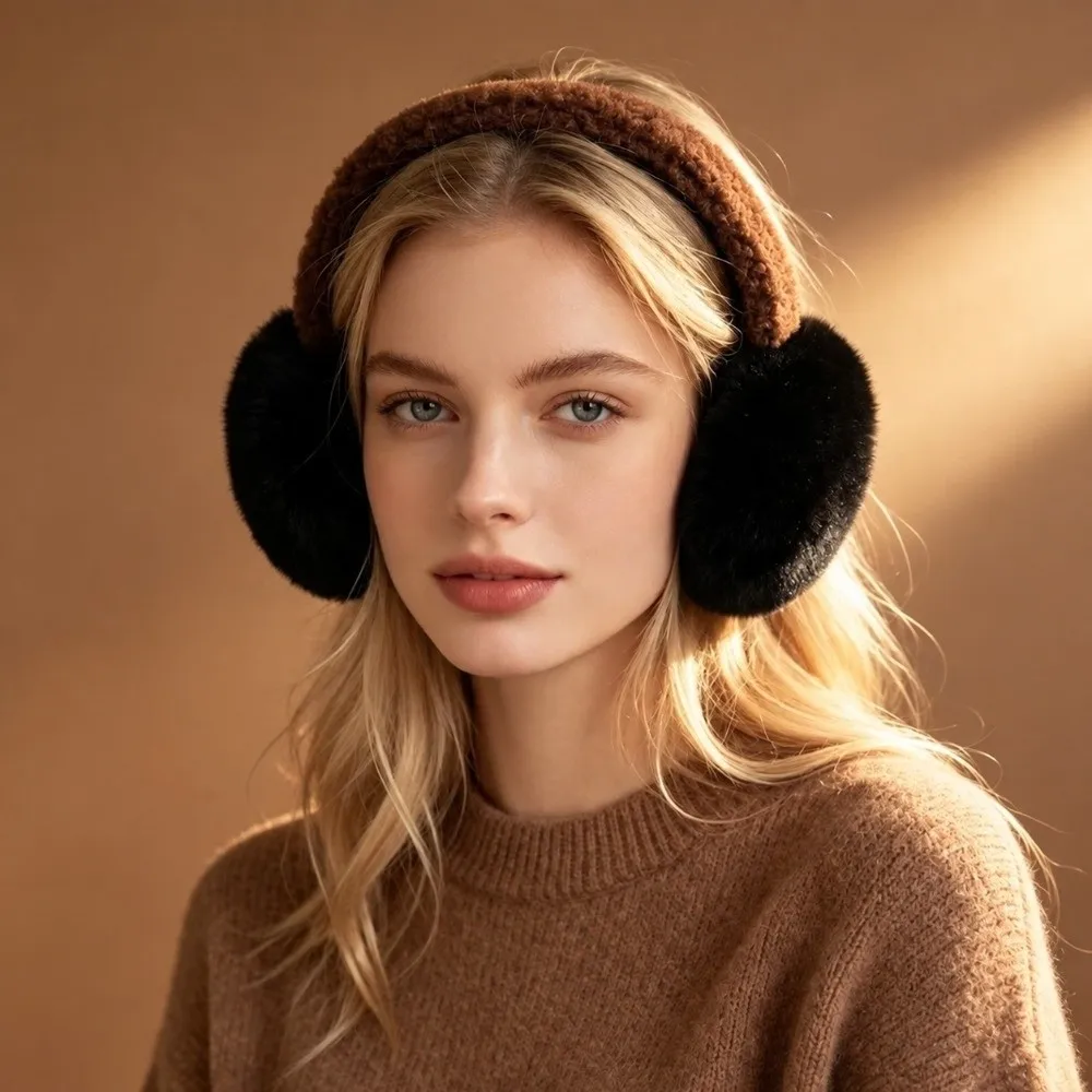 New Foldable Earmuffs Faux Fur Soft Winter Earmuffs Ear Protection Headband Adults and Older Children