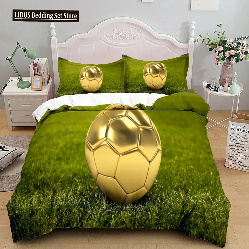 Football Duvet Cover Set 3D Soccer Printed Boys Teens Bedding Set Sports Theme Double Queen King Size 23pcs Comforter Cover