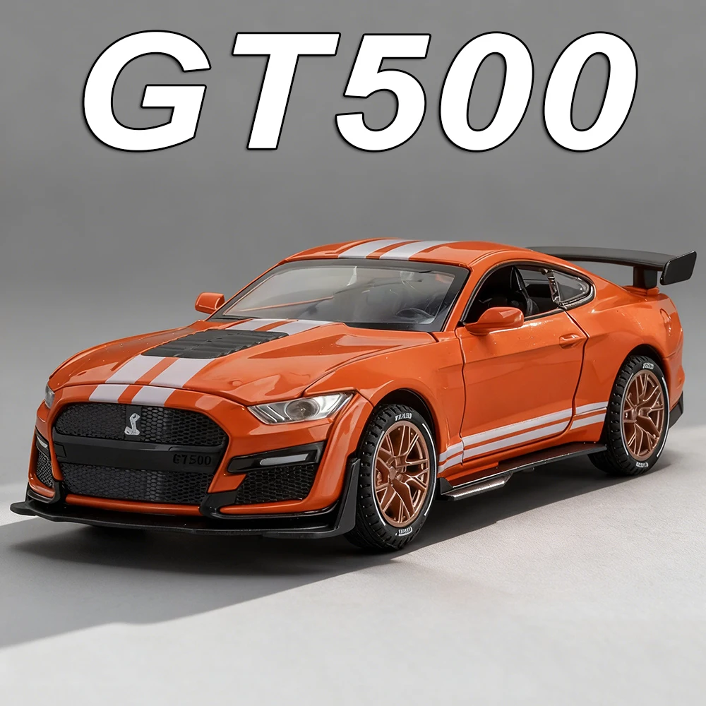 1:32 Mustang Shelby GT500 Cobra Legierung Sportwagen Druckguss Modell Spielzeug Türen Geöffnet Sound Licht Zurückziehen Auto Sammlerstücke Dekoration