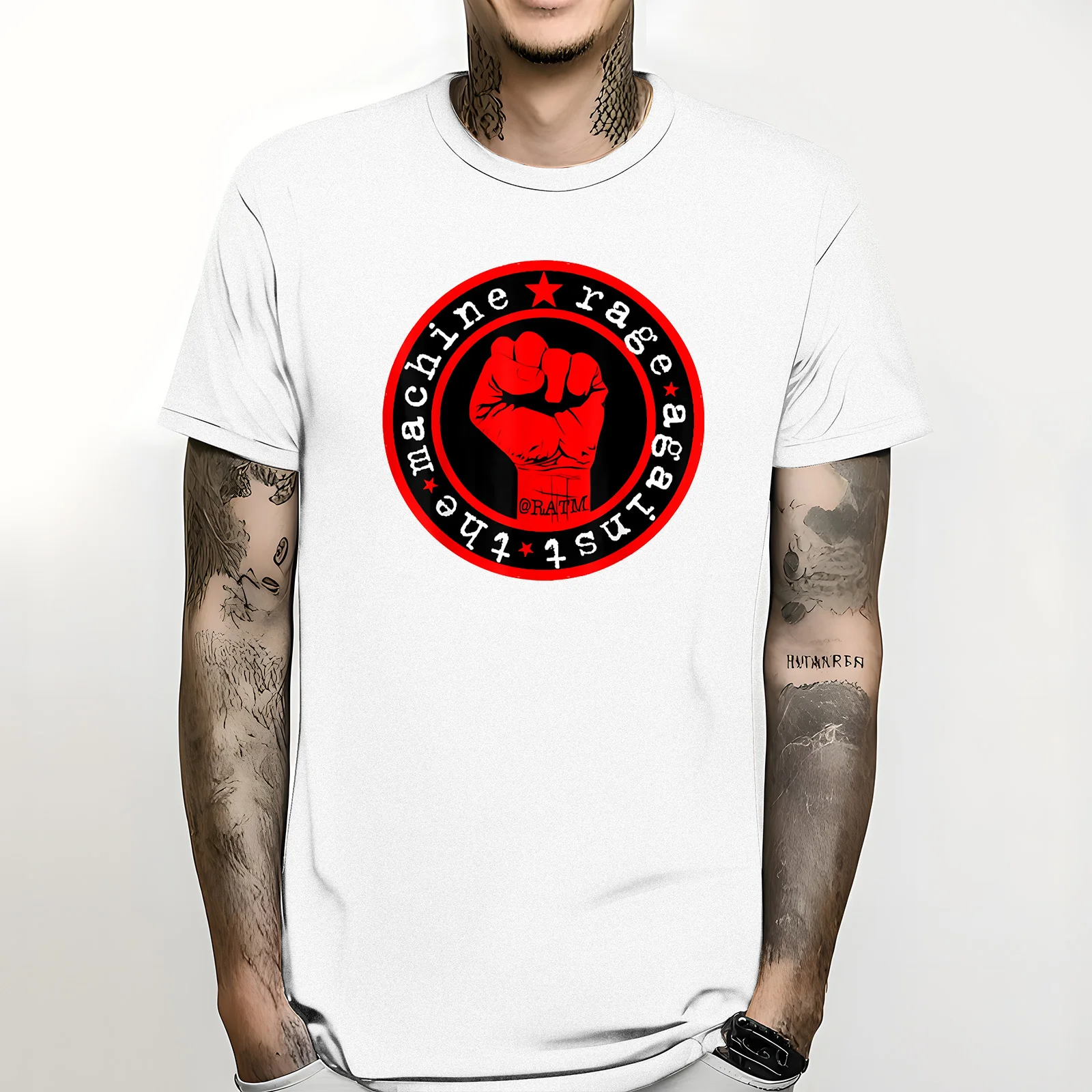 Camiseta de manga corta con gráfico, camisa de gran tamaño de Rage contra las máquinas de RATM, Unisex, ropa de calle de cuello redondo pesado de