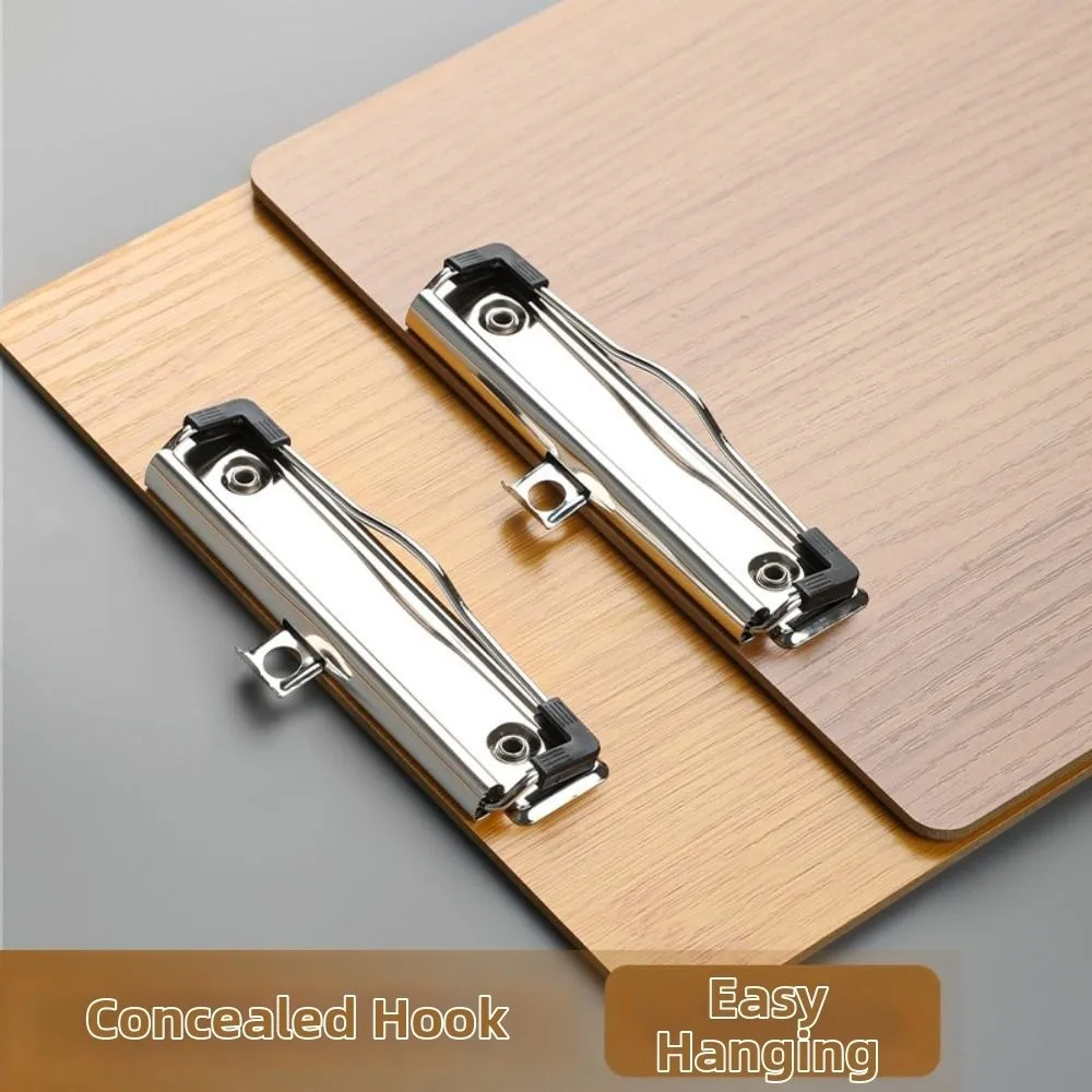 

Wooden A4 Memo Folder Reinforced Heavy-Duty Clip Document Holder Hardboard Rounded Corner Writing Clipboard Stationery