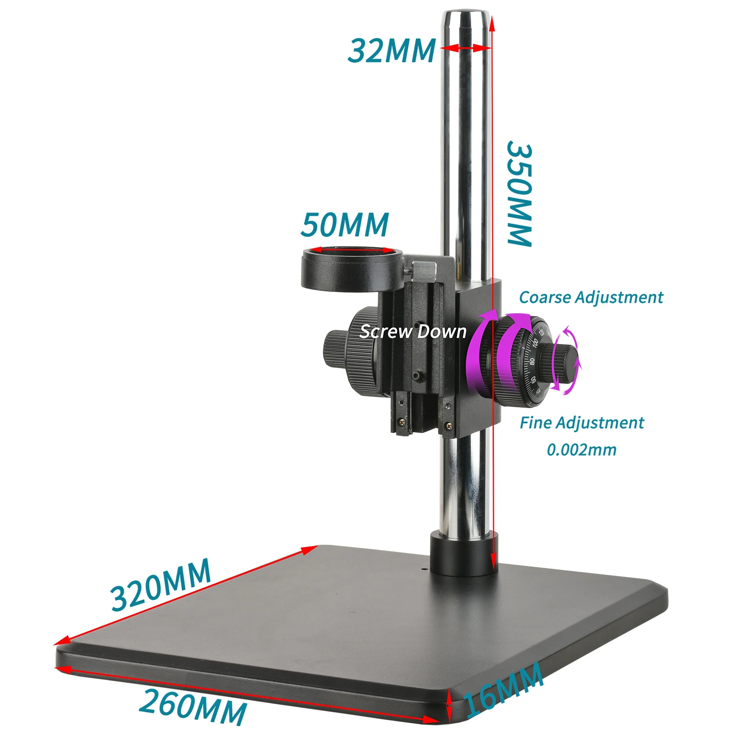 KOPPACE Microscope Bracket Base,Lens Aperture 50mm,Column Height 350mm,Fine Tuning Accuracy 0.002mm