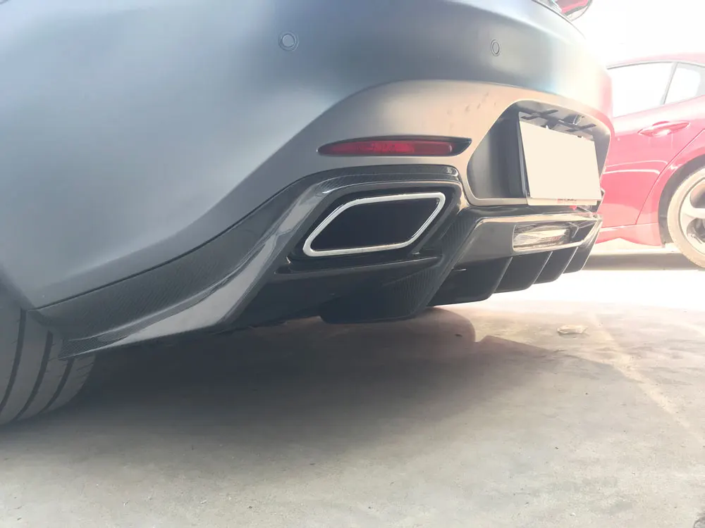 ألياف الكربون المصد الخلفي الشفاه الناشر لمرسيدس بنز AMG GT AMG GTS AMG GTR كوبيه 2 باب 2015-2018 FRP الخلفي الجذع المفسد