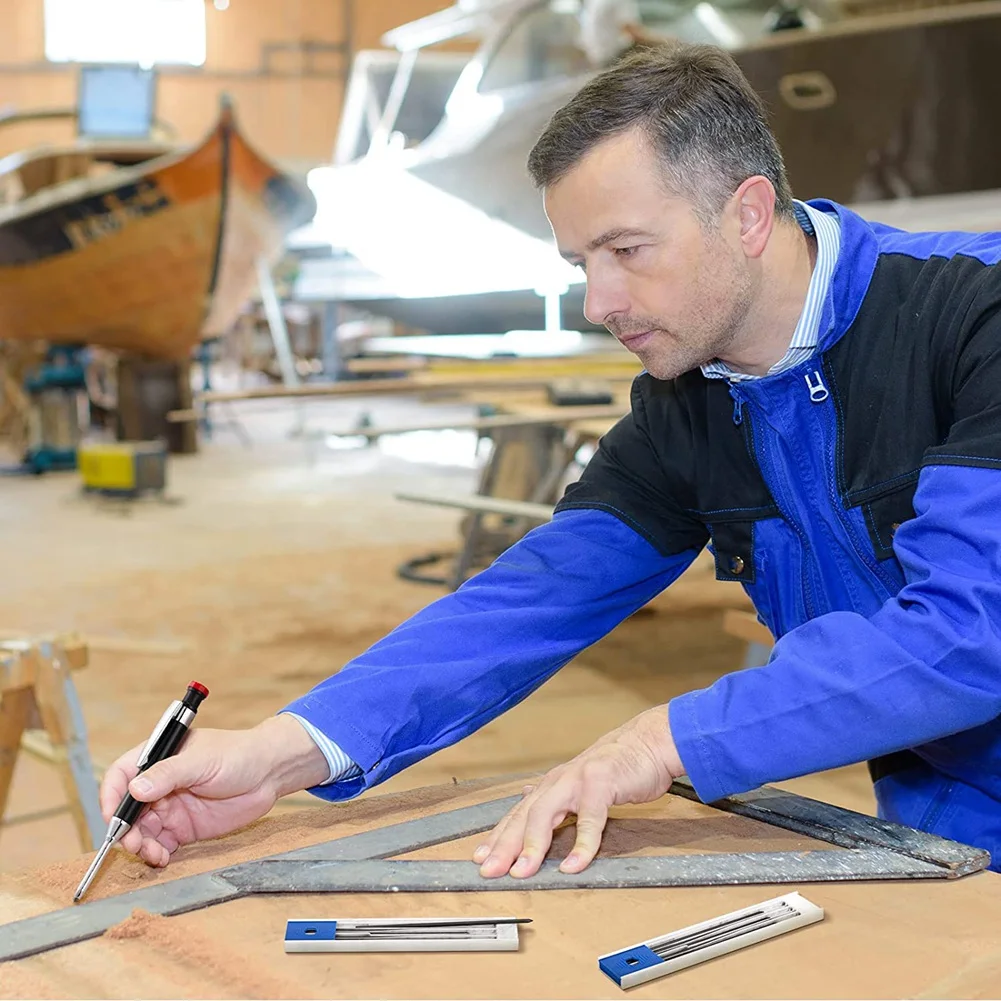 

60 шт., 2,8 мм, твердые столярные стержни для карандашей для деревообработки, механический карандаш для письма, рисования, черчения (черный)