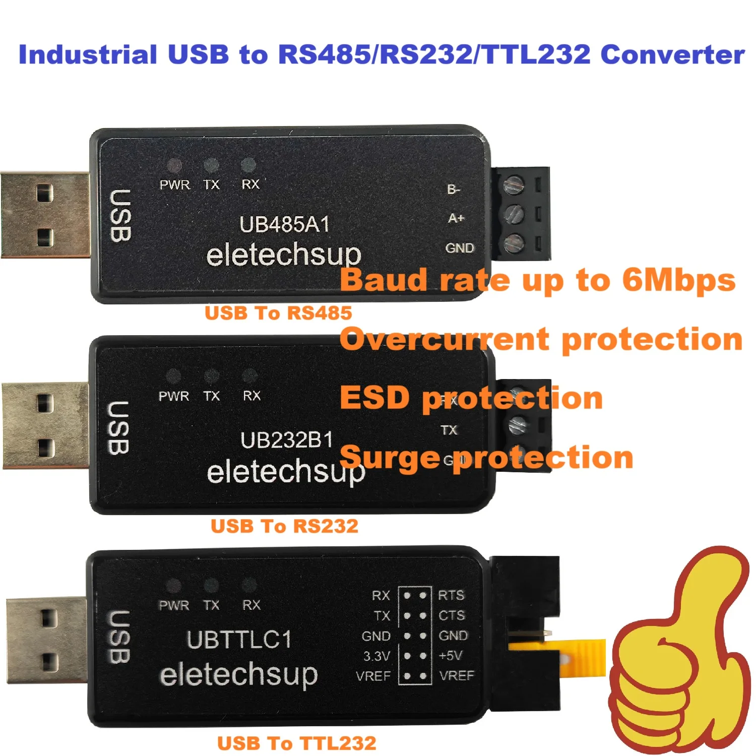Fotografia 4: Conversor USB para RS485/RS232/TTL232 de alta velocidade para Arduino Raspberry Pi ESP32