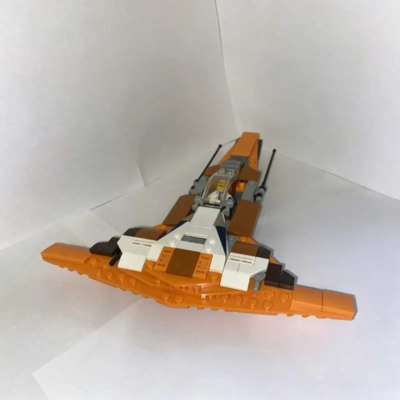 154PCS Orange Sci Fi Interstellar Fighter Craft Model Custom Building Blocks DIY Assembly Space Vehicle Desktop Collection Gifts