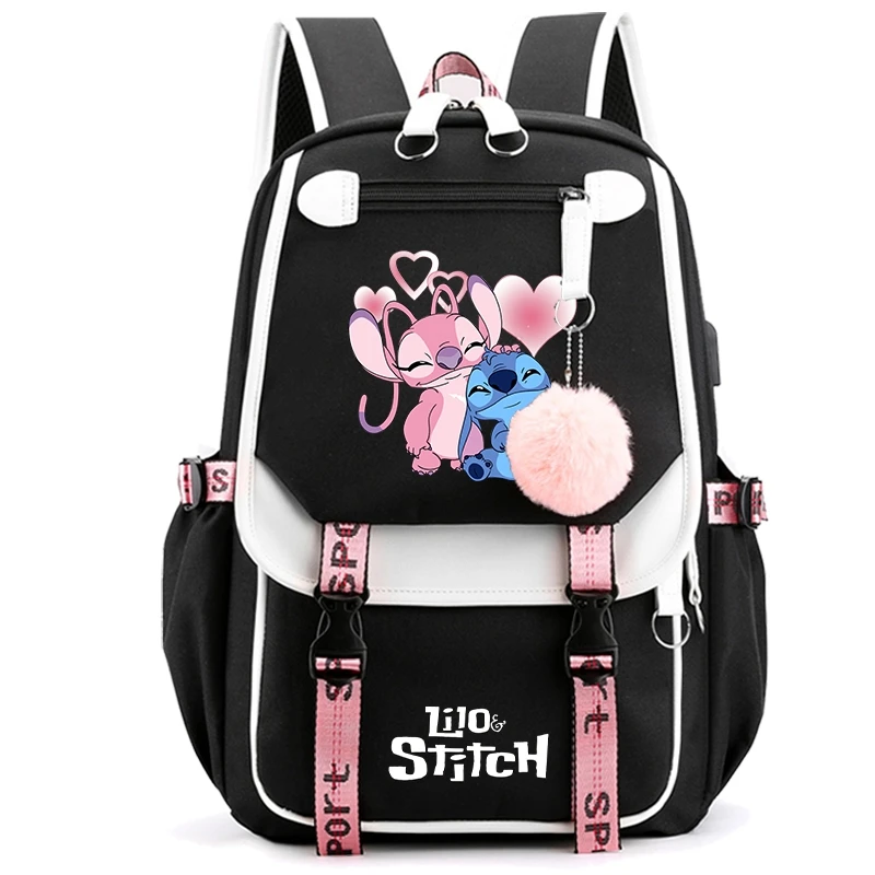 

MINISO Lilo Stitch Backpack for Women Canvas Laptop Bag Back To Schoolbag for Girl Boy School Bag Teenager Bookbag Rucksack