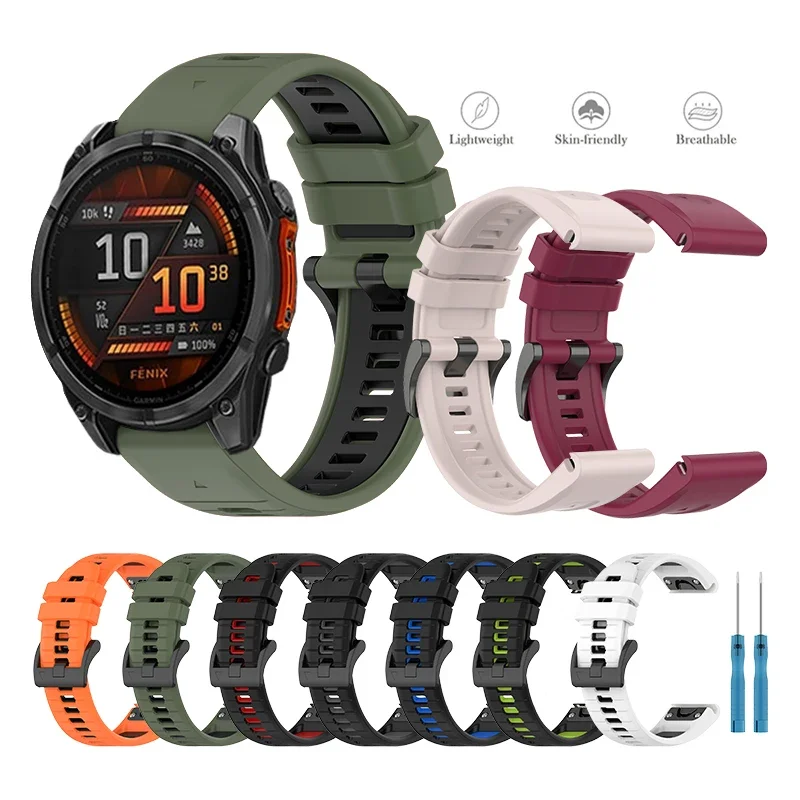 

Quickfit Silicone Band for Garmin Fenix 8 7 7X Pro 6 6X Pro 5 5X Plus Watch Strap 26mm 22mm Wristband Men Women Bracelet