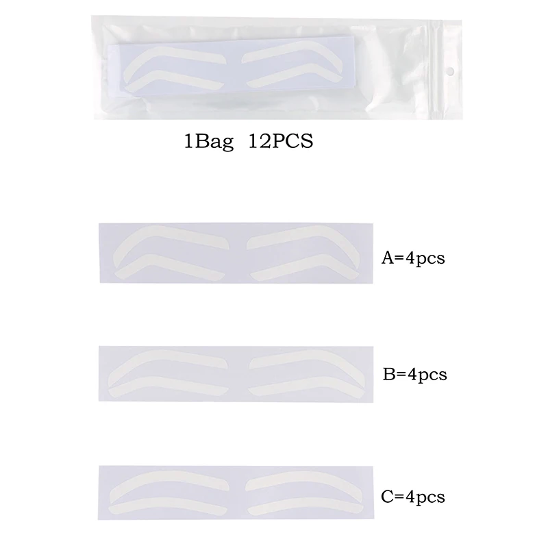 12 adet/torba 3 Tip Tek Kullanımlık Kaş Tasarım Stencil Kaş Tonu Airbrush Yardımcı Etiket Kaş Şekillendirme Renklendirme Makyaj