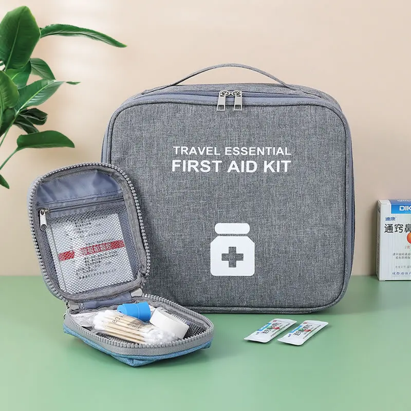 Kit de primeros auxilios de viaje para el hogar, bolsa de almacenamiento de medicina vacía de gran capacidad, caja médica portátil, estuche de supervivencia, bolsa de emergencia al aire libre