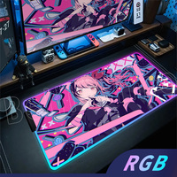 RGB Anime Girl Game Player Mouse Pad XXL Rubber Non-slip Keyboard Computer Accessories Pad Comic Graffiti Game Table Pad Fifine
