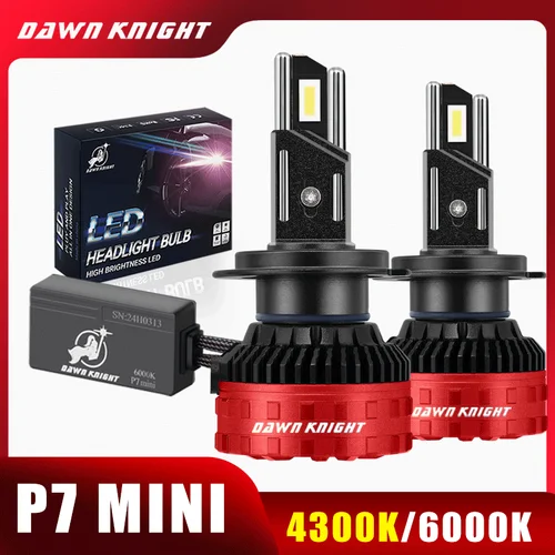 DAWN KNIGHT P7 Mini H7 H4 H11 H1 bombillas de faros Led 6000K 4300K LED HB3 9005 HB4 9006 Led doble tubo de cobre 12V 2 uds