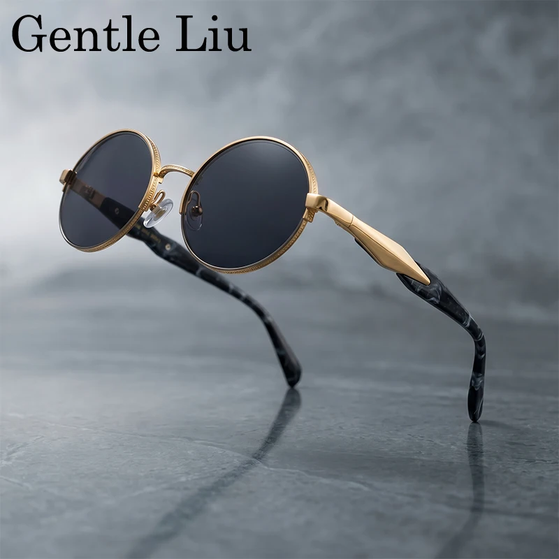 

Vintage Steampunk Round Sunglasses Women 2026 Luxury Designer Gold Metal Frame Unique Punk Sun Glasses Fashion Outdoor Shades
