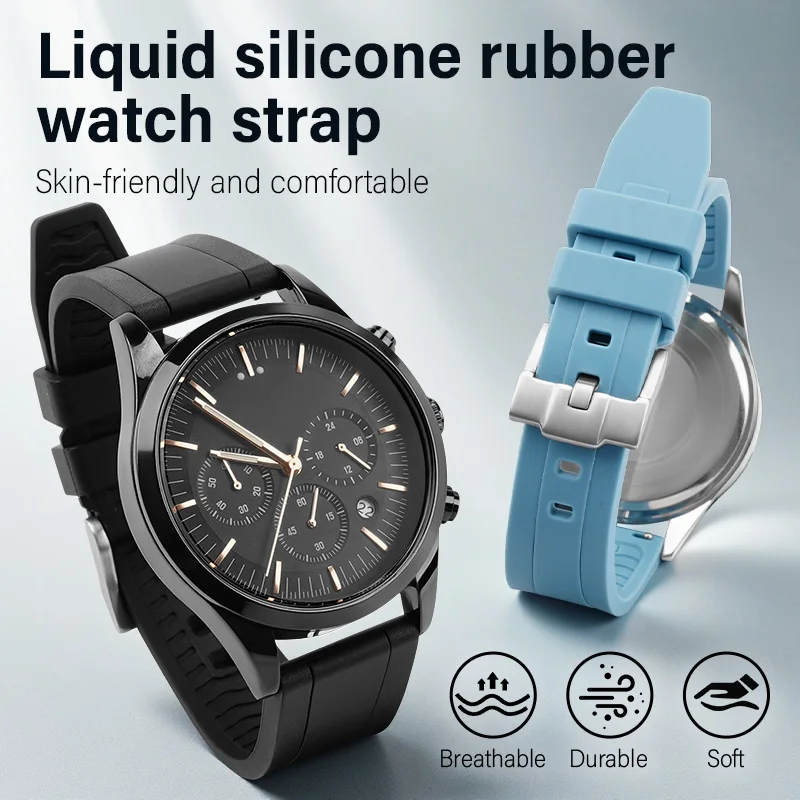 Liquid Silicone Watch Strap Suitable for Brand-Name Watches, Universal Replacement Quick-Release 20/22/24 High-End Liquid Silicone Strap