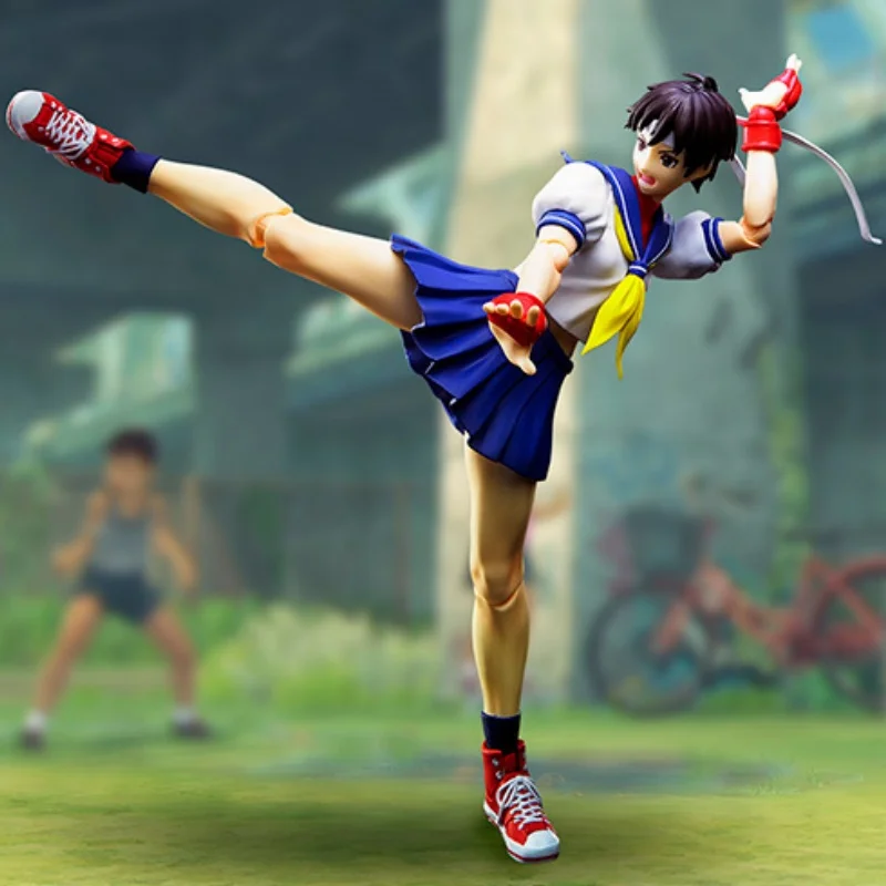 Bandai Original SHF Street Fighter série No.08 Sakura Kasugano Anime poupée d'action jouet fait à la main modèle bijoux cadeaux pour enfants