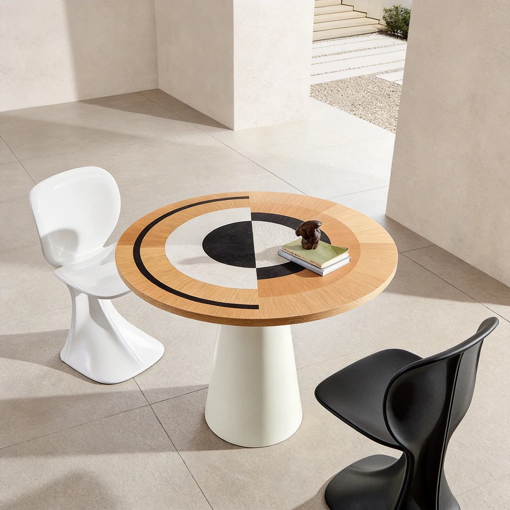 #Factory Supply Restaurant Dining Furniture Modern Wooden Dining Table Set Round Small Dining Table With 2 Chairs