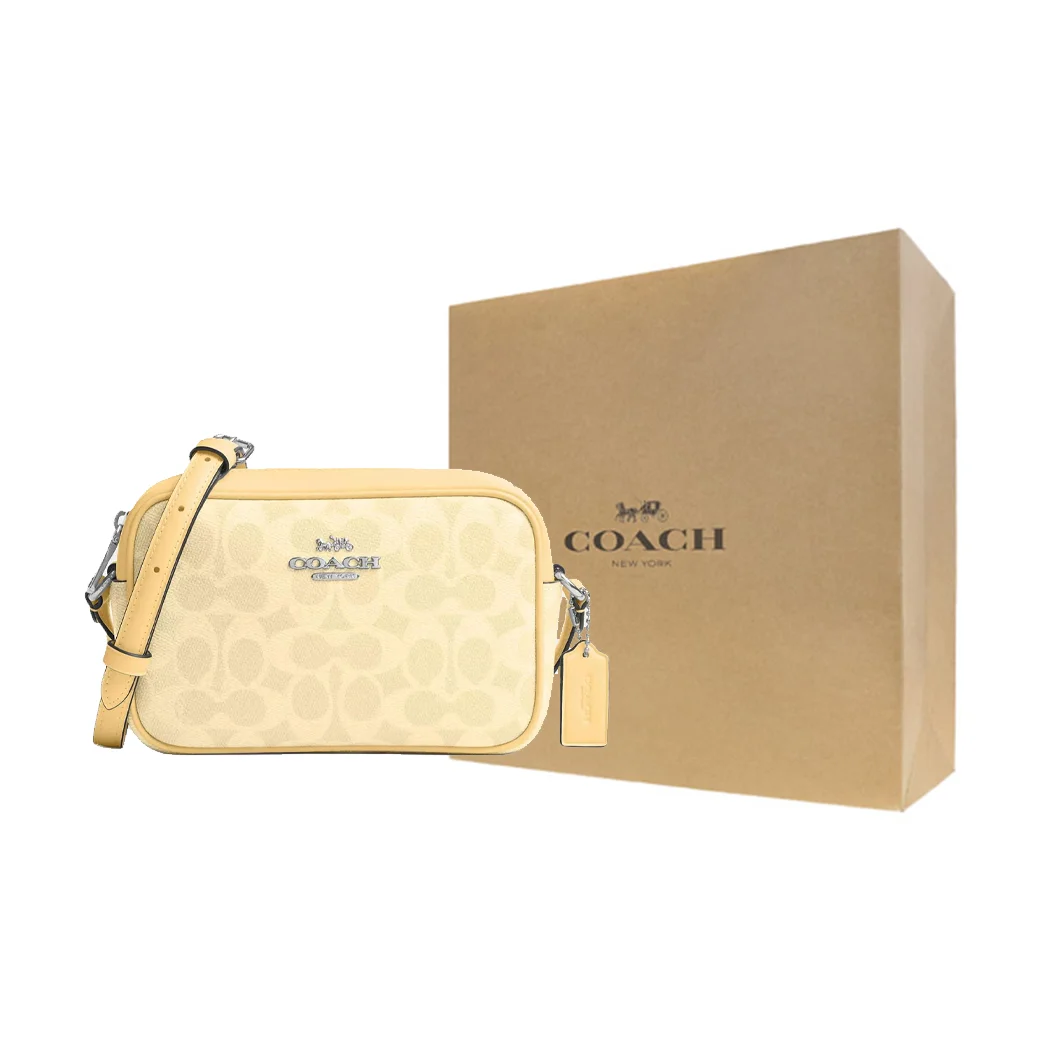 COACH Jamie Leather Camera Bag, Shoulder Bag Small Women's Yellow CY752-SVMN0