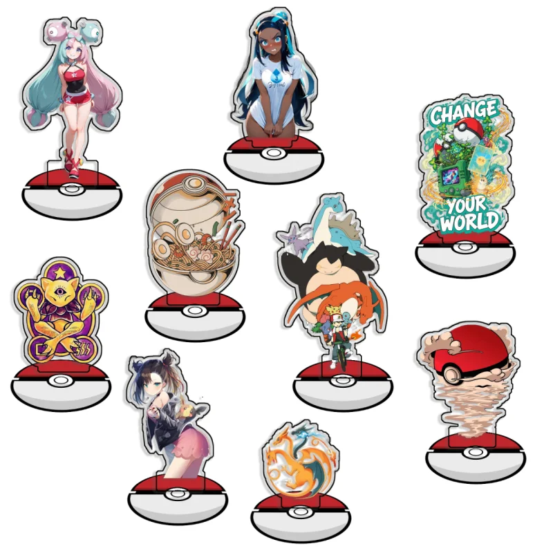 Figurines en acrylique recyclé pour Pokémon Bulbasaur Nessa Charmander Bellibolt, décoration de bureau, créativité décorative, cadeau mignon, 15 cm