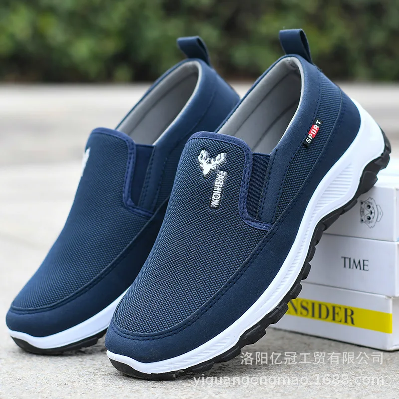 Soft Men Thick-soled Shoes Fashion Men\'s Casual Shoes Breathable Wear-resistant Male Hiking Jogging Slip-on Zapatos Para Hombres