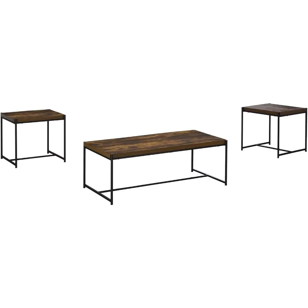 طقم طاولة قهوة ونهاية مكون من 3 قطع، طاولة أريكة خلف الأريكة، 21.50 بوصة طول × 47.00 بوصة عرض × 16.00 بوصة ارتفاع #3