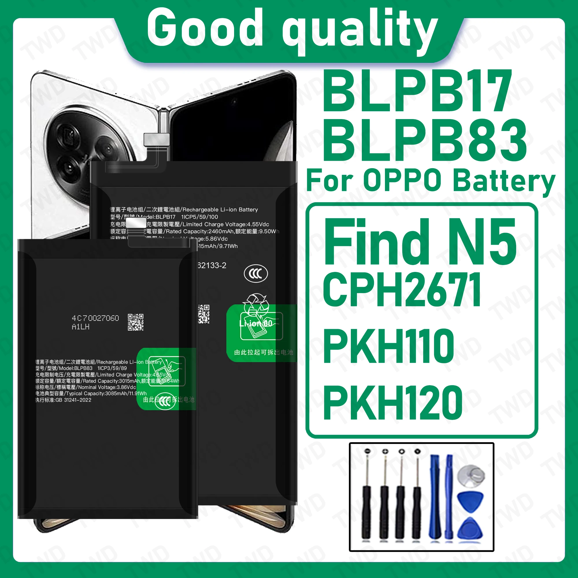 BLPB17 BLPB83 Brand New High Capacity Rechargeable Li-ion Replacement Battery For OPPO Find N5 CPH2671 PKH110 Bateria+Free Tool