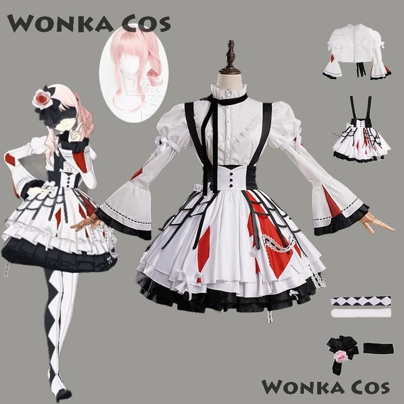 

Project Sekai Akiyama Mizuki Cosplay Costume PJSK Lovely Lolita Party White Dress Wig Mizu5 Uniform Women Halloween Outfit