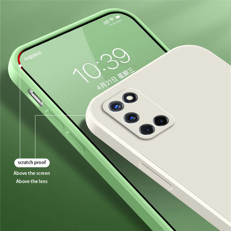 Funda de silicona líquida cuadrada Original para OPPO A52, A72, A92, funda trasera protectora para cámara de teléfono, Armadura de carcasa a prueba