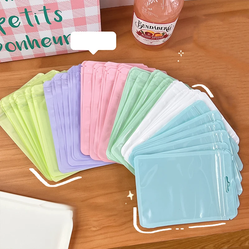 10Pcs Transparent Photo Card Sealed Pocket Candy Color Card Sleeve Packaging Bag Cute PP Storage Bag Card Protective Bag INS