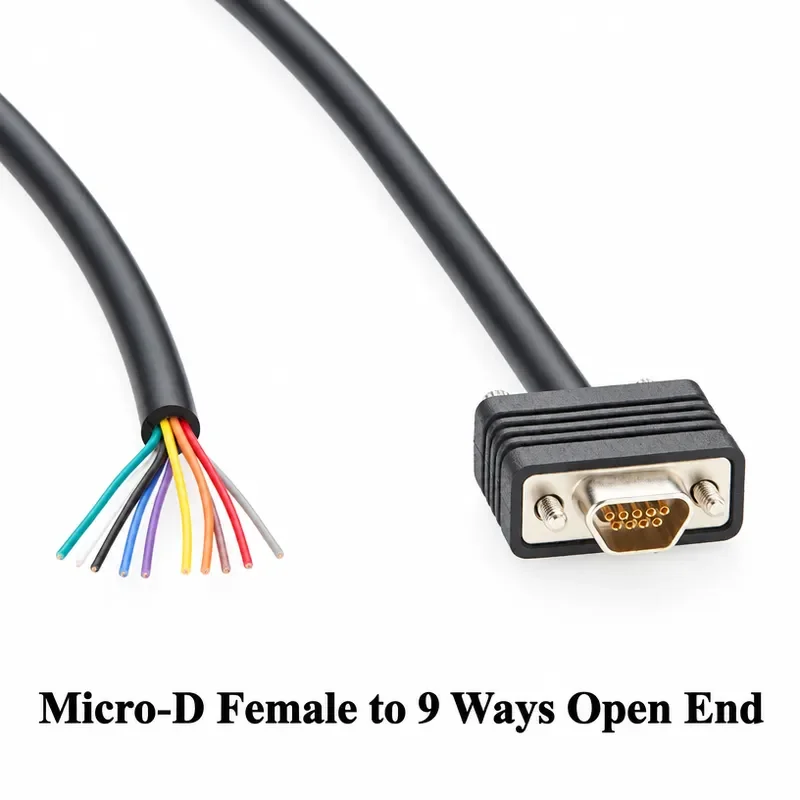 Micro DB9 Female Receptacle to Open Free End Pigtail Cable with Screw Micro D-Sub CMD 9 Pin Cable Compatible Molex 0834219042