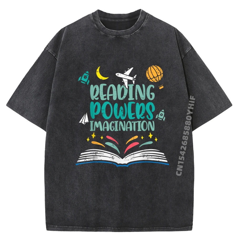 

Reading Powers Imagination Симпатичная футболка с рисунком учителя, мужские топы и футболки, потертые футболки для отдыха, летние топы
