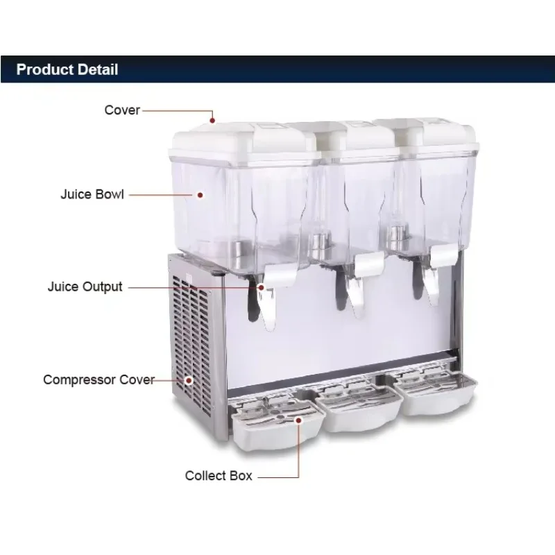 3*12L الفولاذ المقاوم للصدأ موزع عصير الفواكه الباردة جديد 220 فولت دائم والعتاد بالطاقة عصارة ساخنة للمطاعم والفنادق