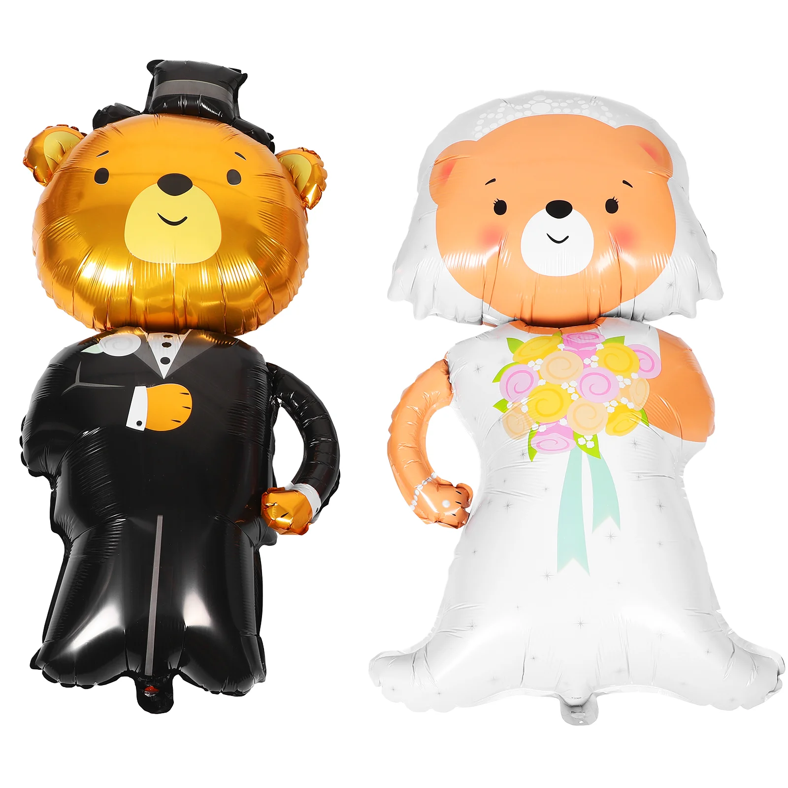 2 Pcs Just Married Balloons Bear Wedding Decor Decorate Valentine Aluminum Film Bridegroom